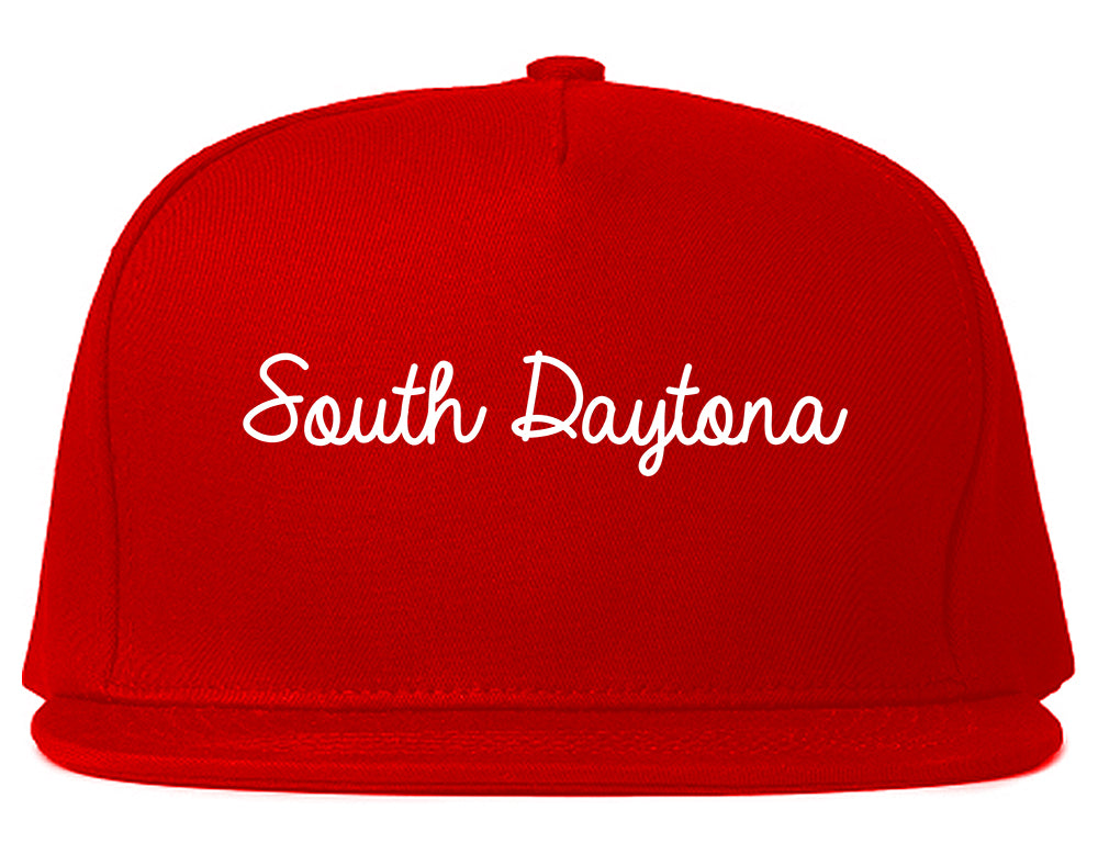 South Daytona Florida FL Script Mens Snapback Hat Red