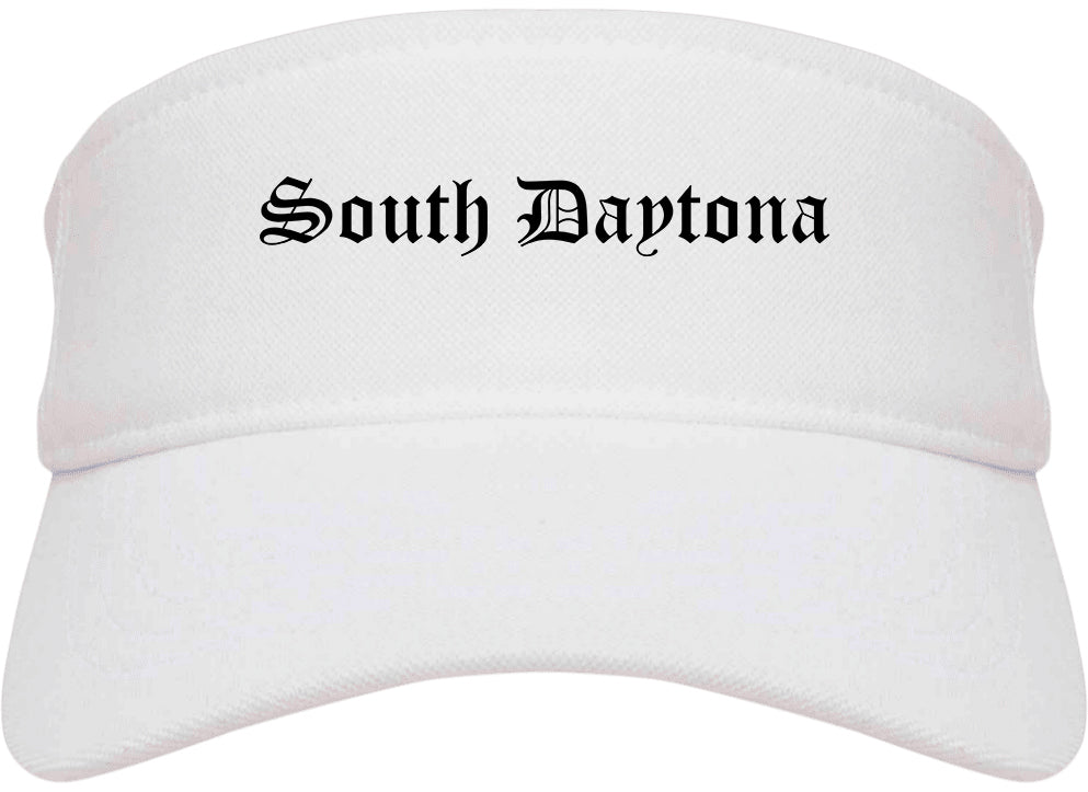 South Daytona Florida FL Old English Mens Visor Cap Hat White
