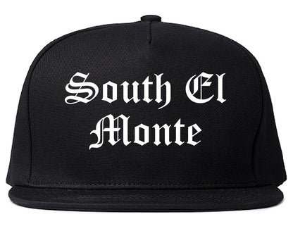 South El Monte California CA Old English Mens Snapback Hat Black
