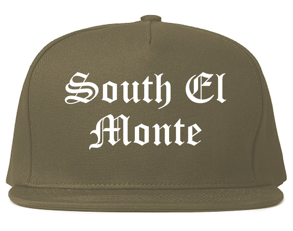 South El Monte California CA Old English Mens Snapback Hat Grey