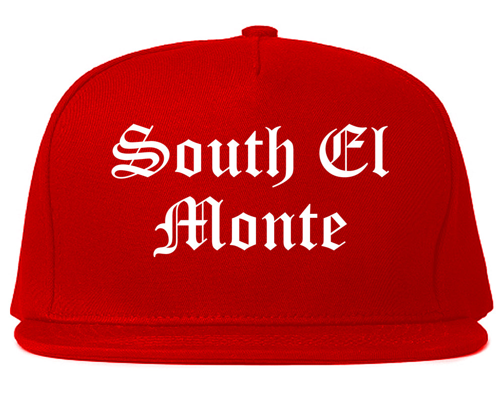 South El Monte California CA Old English Mens Snapback Hat Red