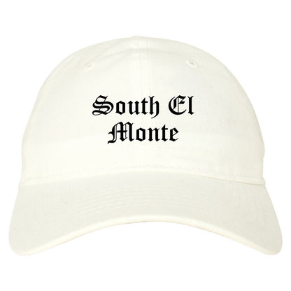 South El Monte California CA Old English Mens Dad Hat Baseball Cap White