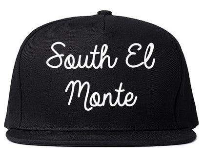 South El Monte California CA Script Mens Snapback Hat Black