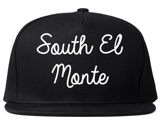 South El Monte California CA Script Mens Snapback Hat Black