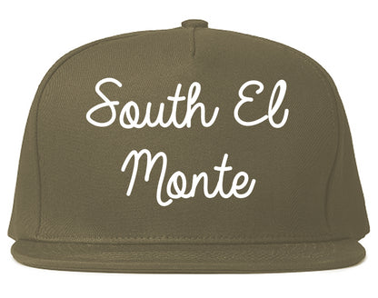 South El Monte California CA Script Mens Snapback Hat Grey