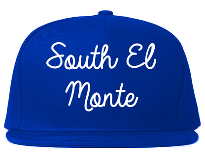 South El Monte California CA Script Mens Snapback Hat Royal Blue