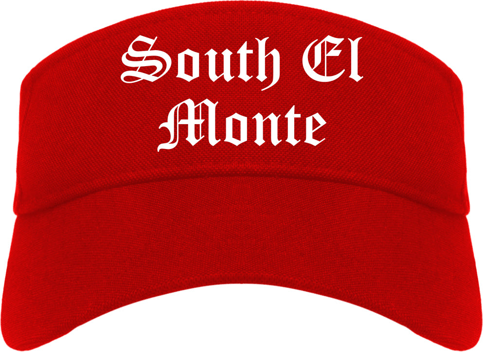 South El Monte California CA Old English Mens Visor Cap Hat Red