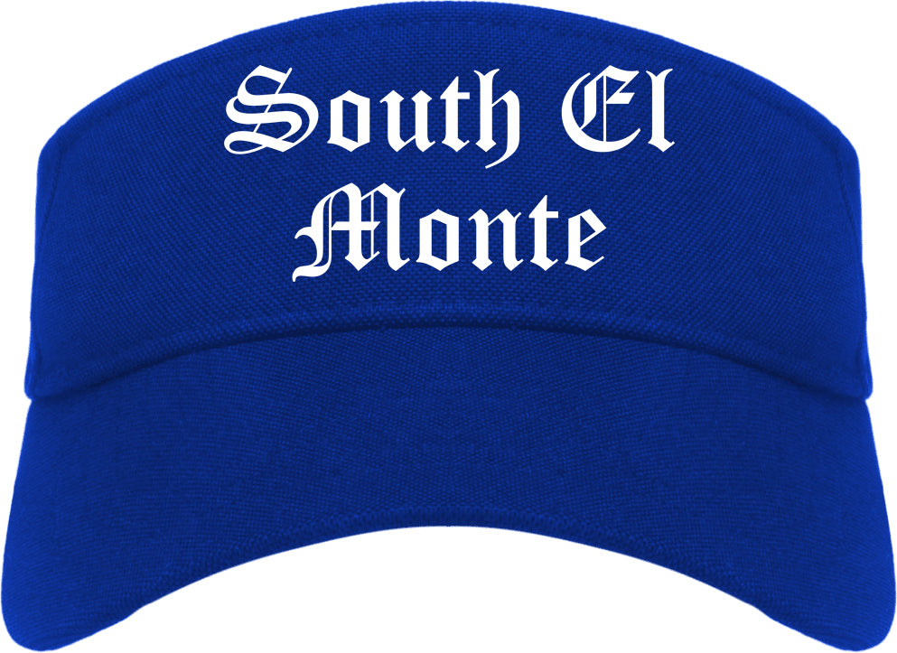 South El Monte California CA Old English Mens Visor Cap Hat Royal Blue