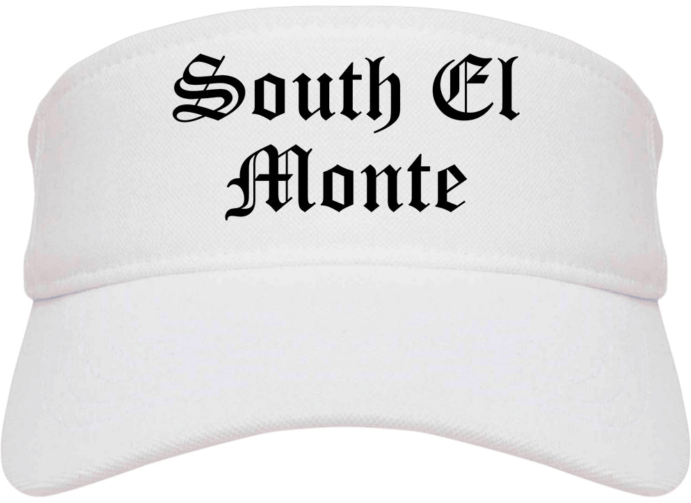 South El Monte California CA Old English Mens Visor Cap Hat White