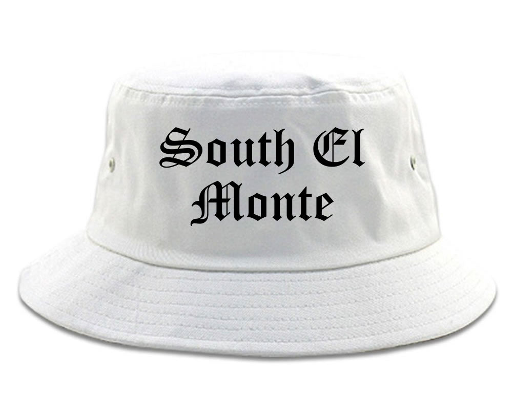 South El Monte California CA Old English Mens Bucket Hat White