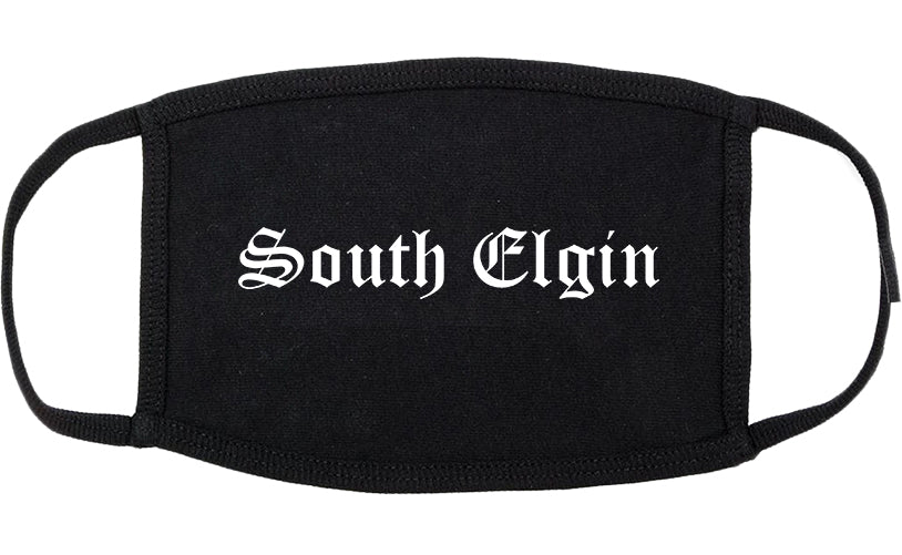 South Elgin Illinois IL Old English Cotton Face Mask Black