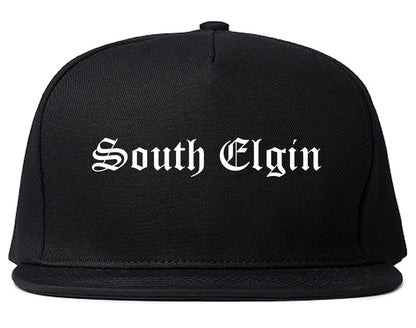 South Elgin Illinois IL Old English Mens Snapback Hat Black