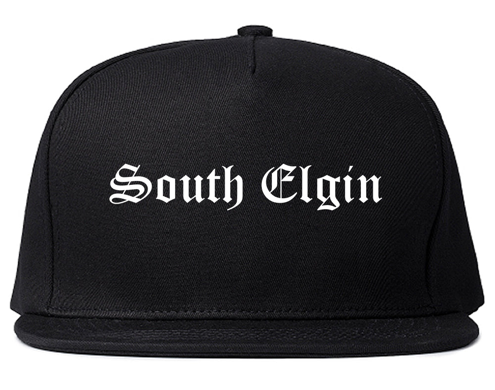 South Elgin Illinois IL Old English Mens Snapback Hat Black