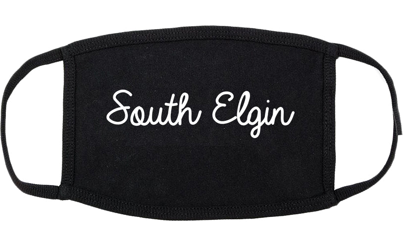 South Elgin Illinois IL Script Cotton Face Mask Black