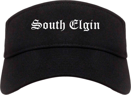 South Elgin Illinois IL Old English Mens Visor Cap Hat Black