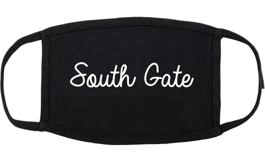 South Gate California CA Script Cotton Face Mask Black