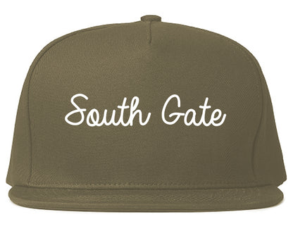 South Gate California CA Script Mens Snapback Hat Grey