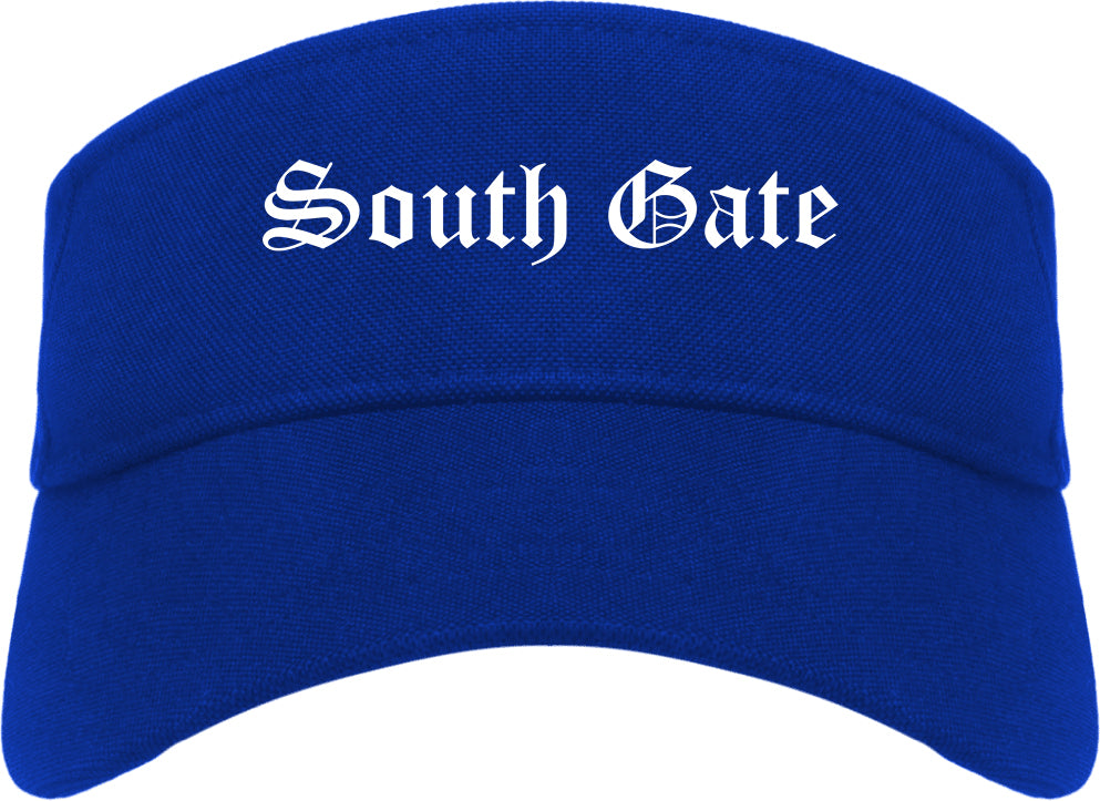 South Gate California CA Old English Mens Visor Cap Hat Royal Blue
