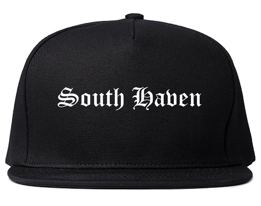 South Haven Michigan MI Old English Mens Snapback Hat Black