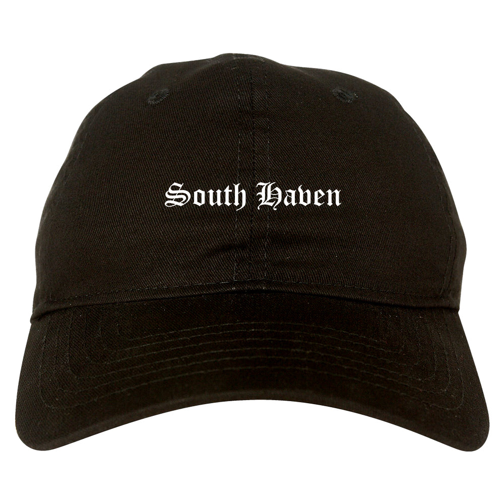 South Haven Michigan MI Old English Mens Dad Hat Baseball Cap Black