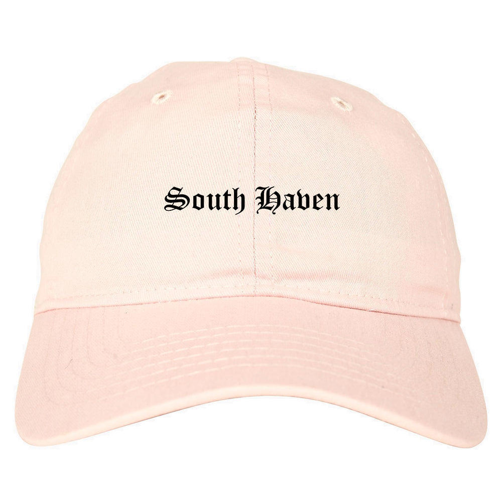 South Haven Michigan MI Old English Mens Dad Hat Baseball Cap Pink