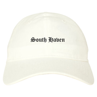 South Haven Michigan MI Old English Mens Dad Hat Baseball Cap White