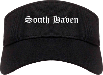 South Haven Michigan MI Old English Mens Visor Cap Hat Black