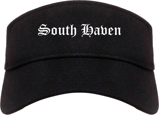 South Haven Michigan MI Old English Mens Visor Cap Hat Black