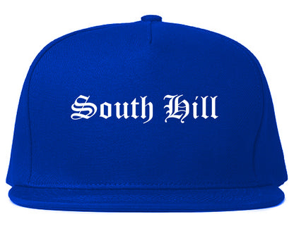 South Hill Virginia VA Old English Mens Snapback Hat Royal Blue