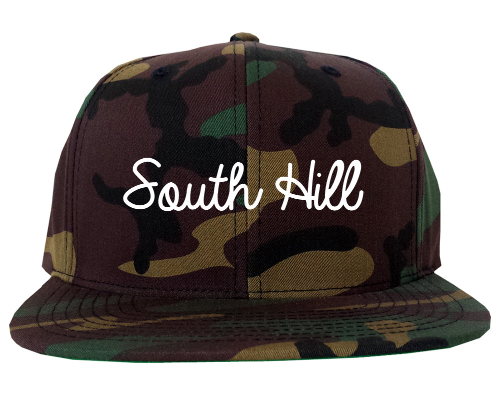 South Hill Virginia VA Script Mens Snapback Hat Army Camo