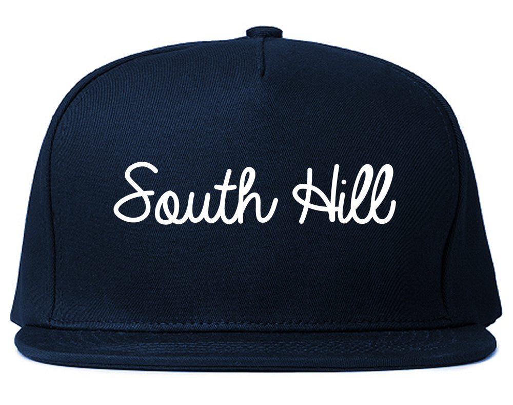 South Hill Virginia VA Script Mens Snapback Hat Navy Blue