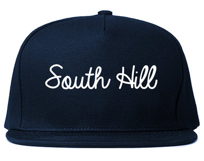 South Hill Virginia VA Script Mens Snapback Hat Navy Blue