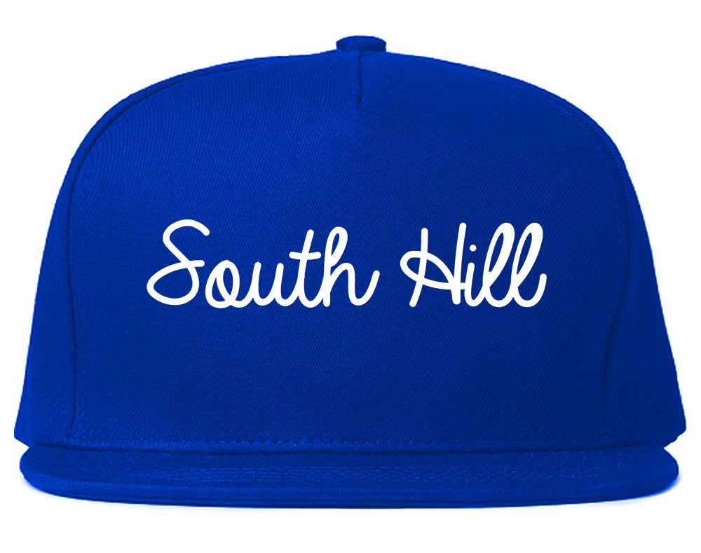 South Hill Virginia VA Script Mens Snapback Hat Royal Blue