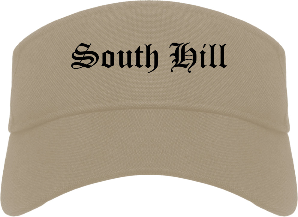 South Hill Virginia VA Old English Mens Visor Cap Hat Khaki