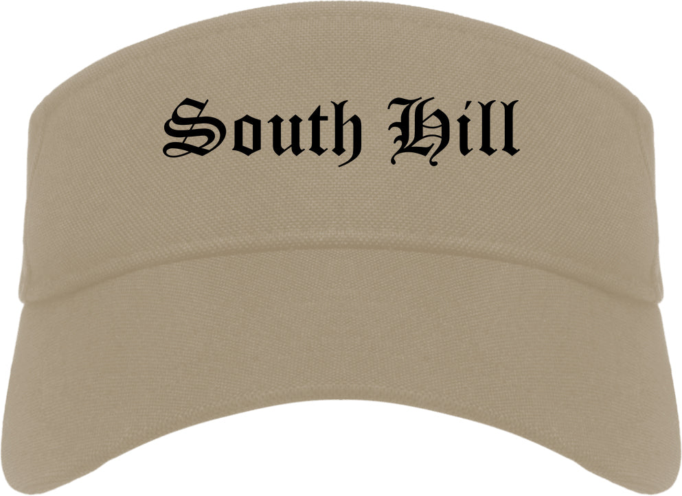 South Hill Virginia VA Old English Mens Visor Cap Hat Khaki