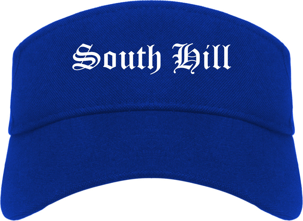 South Hill Virginia VA Old English Mens Visor Cap Hat Royal Blue
