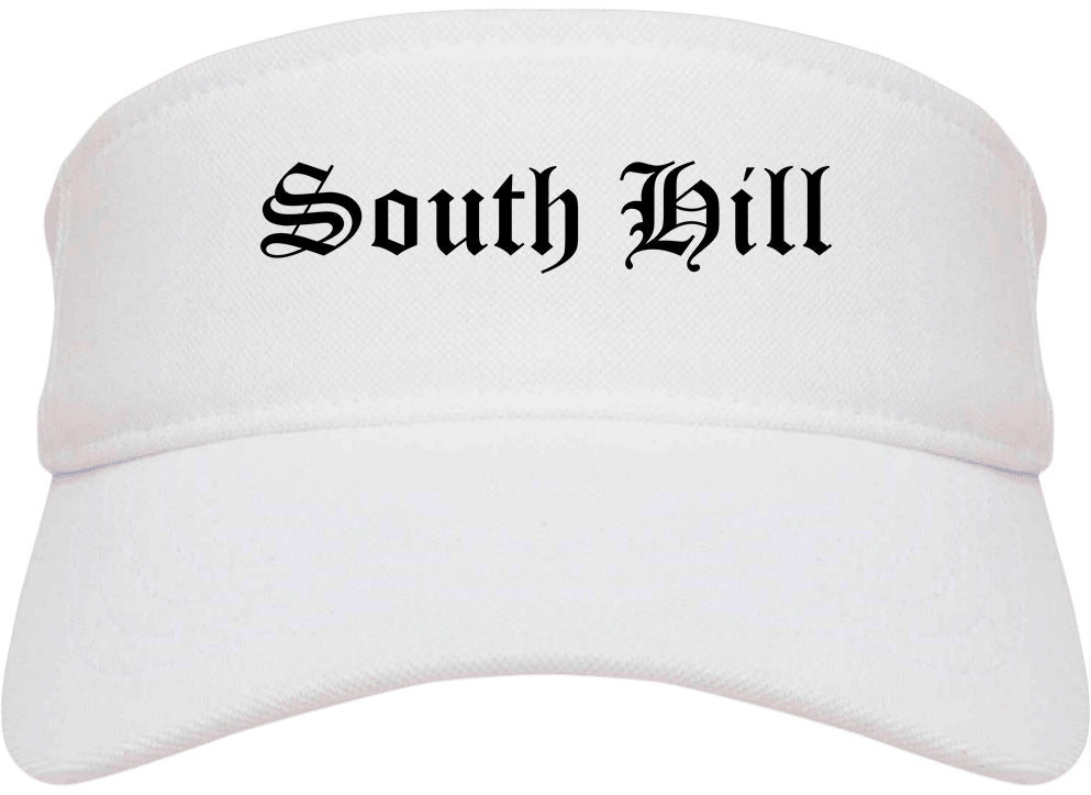 South Hill Virginia VA Old English Mens Visor Cap Hat White