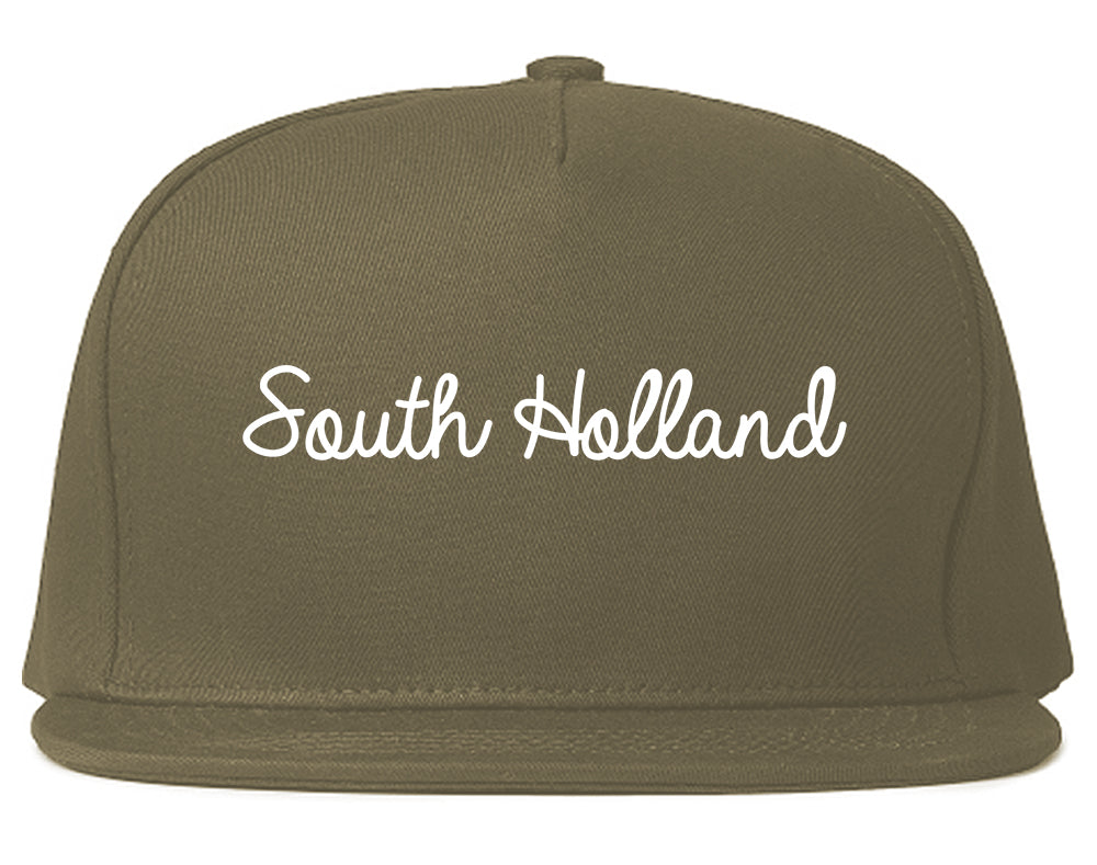 South Holland Illinois IL Script Mens Snapback Hat Grey