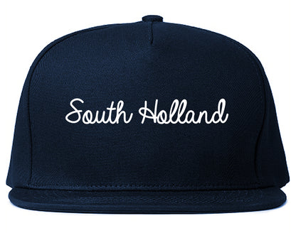 South Holland Illinois IL Script Mens Snapback Hat Navy Blue
