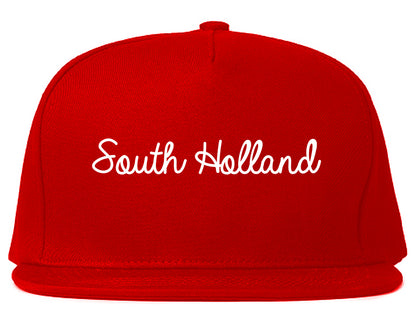 South Holland Illinois IL Script Mens Snapback Hat Red