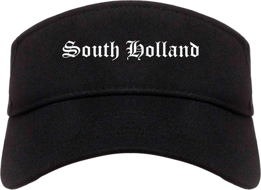 South Holland Illinois IL Old English Mens Visor Cap Hat Black
