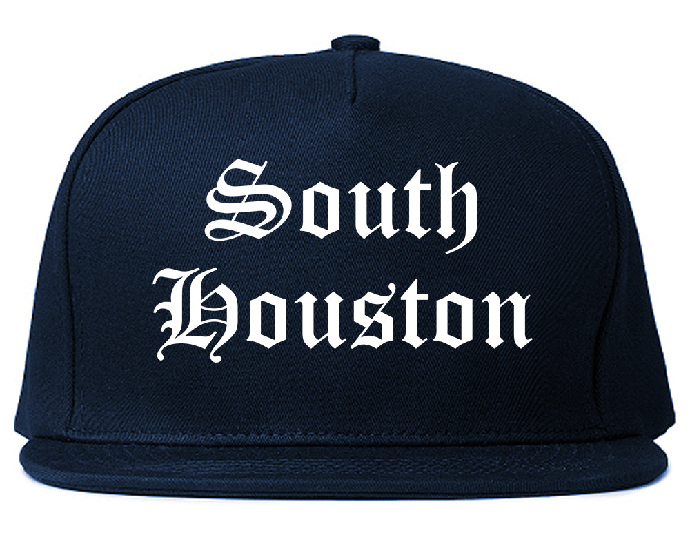 South Houston Texas TX Old English Mens Snapback Hat Navy Blue