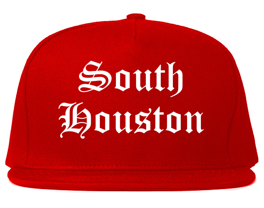 South Houston Texas TX Old English Mens Snapback Hat Red
