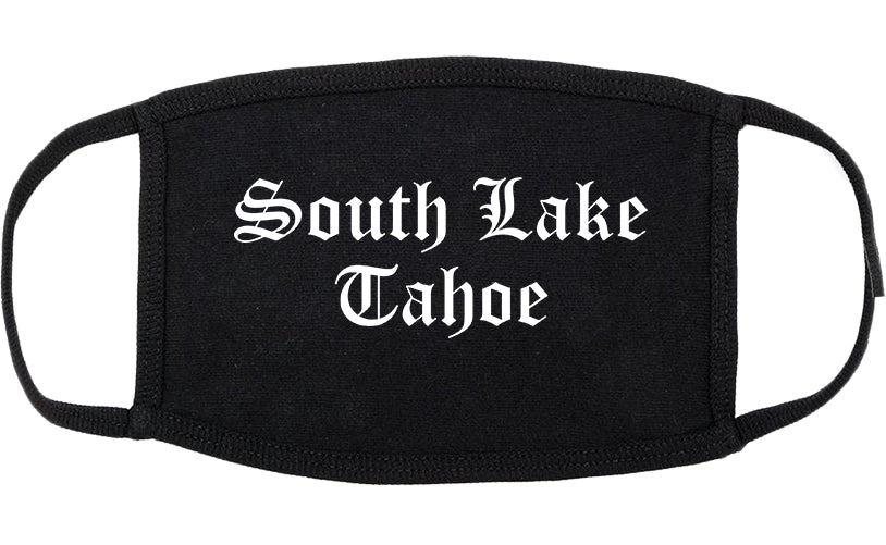 South Lake Tahoe California CA Old English Cotton Face Mask Black