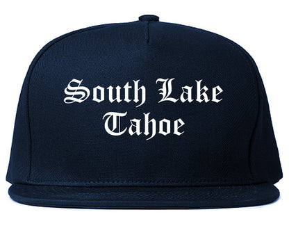 South Lake Tahoe California CA Old English Mens Snapback Hat Navy Blue