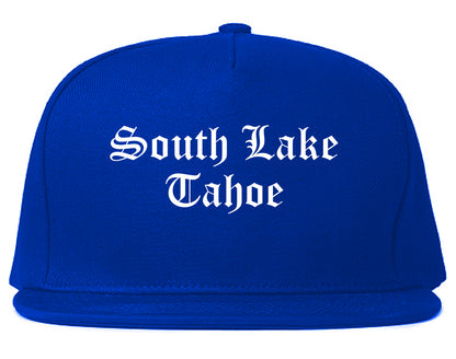 South Lake Tahoe California CA Old English Mens Snapback Hat Royal Blue