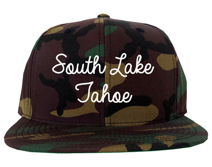 South Lake Tahoe California CA Script Mens Snapback Hat Army Camo