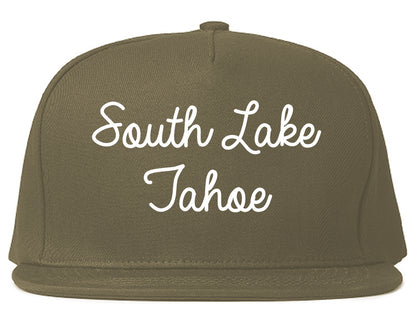 South Lake Tahoe California CA Script Mens Snapback Hat Grey