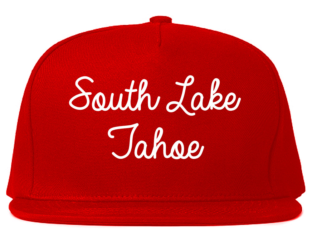 South Lake Tahoe California CA Script Mens Snapback Hat Red