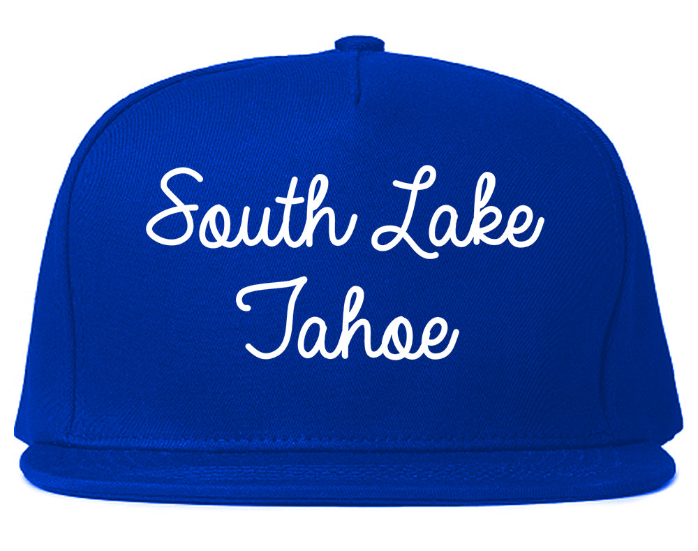 South Lake Tahoe California CA Script Mens Snapback Hat Royal Blue